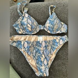 Shade & Shore Blue and Tan Bikini